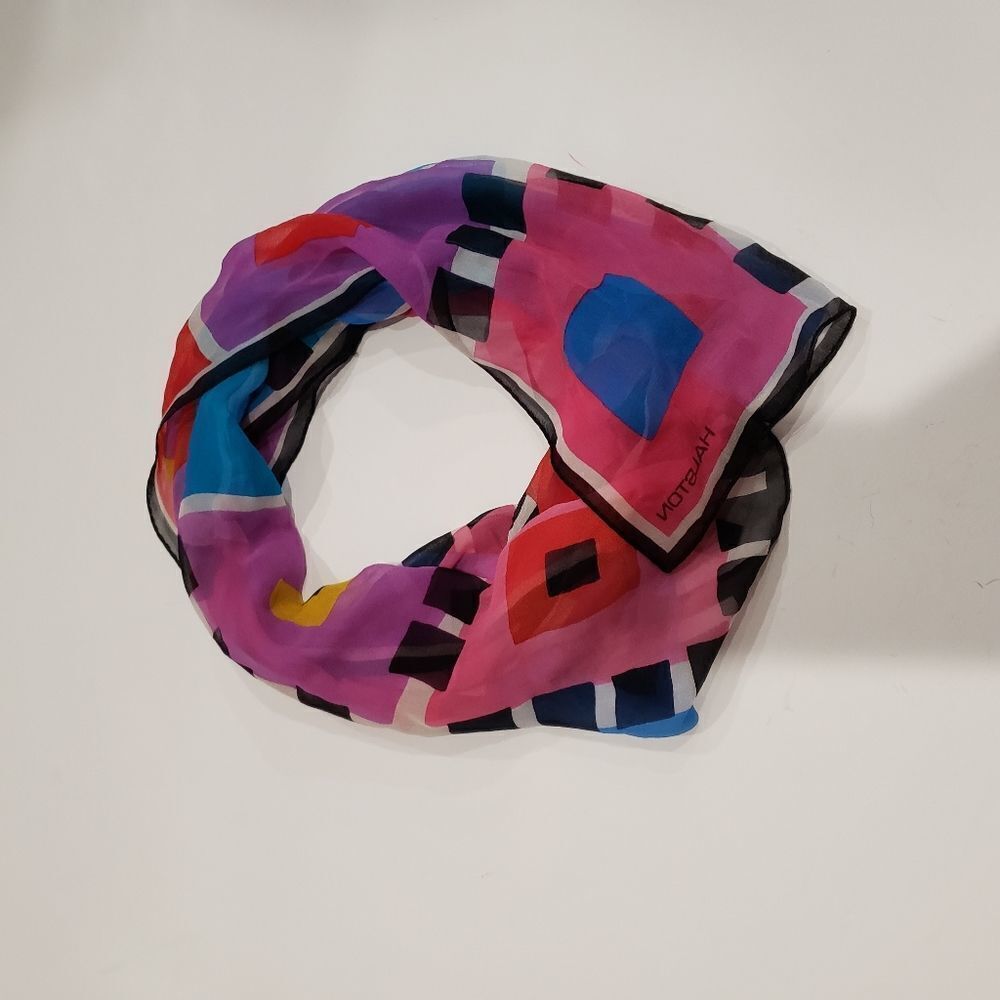 Halston Multi Square Colored Pattern Scarf - image 4